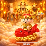Tượng Thần Tài Gật Gù Ngồi Cá Đỏ TQ