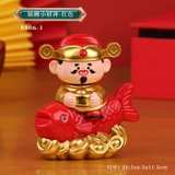 Tượng Thần Tài Gật Gù Ngồi Cá Đỏ TQ