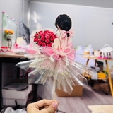 Phôi Đựng Tiền Cô Gái Váy Hồng Ôm Hoa + 10 Meka Tiền TP