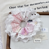 [Mã C] Dây buộc tóc phối ren thủ công hoạ tiết phong cách Hàn Quốc by The Noya