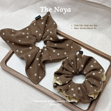 Scrunchie cột tóc Mocha Bloom handmade vải kaki dày dặn may thủ công by The Noya K1