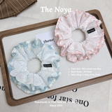 Scrunchie Ren 4 tầng , Dây buộc tóc hoạ tiết thô cotton phối ren form to hàng thủ công handmade by The Noya