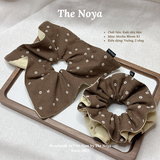 Scrunchie cột tóc Mocha Bloom handmade vải kaki dày dặn may thủ công by The Noya K1