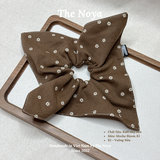 Scrunchie cột tóc Mocha Bloom handmade vải kaki dày dặn may thủ công by The Noya K1