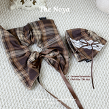 Scrunchies vuông 2 kiểu hoạ tiết kẻ caro handmade by The Noya T53 Caramel