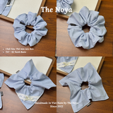 Scrunchie Basic Thô Cotton hoạ tiết kẻ xanh hàng thủ công handmade The Noya T47