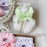 Dây buộc tóc 4 tầng ren nơ phối ruy băng dài Cozy Scrunchies handmade by The Noya