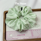 Cột tóc Gấm Lụa Jacquard màu Mint Damask may thủ công The Noya G1