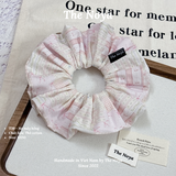 Dây cột tóc scrunchies hoạ tiết Nơ Mây Hồng mix ren hot trend xinh xắn by The Noya