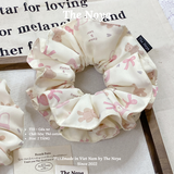 Dây buộc tóc 2 KIỂU handmade hoạ tiết gấu nơ be The Noya T33