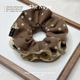 Scrunchie cột tóc Mocha Bloom handmade vải kaki dày dặn may thủ công by The Noya K1