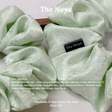 Cột tóc Gấm Lụa Jacquard màu Mint Damask may thủ công The Noya G1