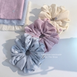BST Mây Thêu - Scrunchie, dây cột tóc SIÊU TO BỒNG BỀNH chất liệu đũi thêu hoa handmade by The Noya