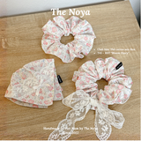 Bloom Diary - Scrunchie buộc tóc phong cách nàng thơ thô hoa phối ren handmade by The Noya T45