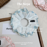 Scrunchie Ren 4 tầng , Dây buộc tóc hoạ tiết thô cotton phối ren form to hàng thủ công handmade by The Noya