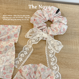 Bloom Diary - Scrunchie buộc tóc phong cách nàng thơ thô hoa phối ren handmade by The Noya T45