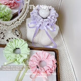 Dây buộc tóc 4 tầng ren nơ phối ruy băng dài Cozy Scrunchies handmade by The Noya