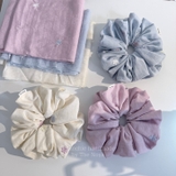 BST Mây Thêu - Scrunchie, dây cột tóc SIÊU TO BỒNG BỀNH chất liệu đũi thêu hoa handmade by The Noya