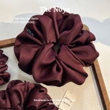 Red Wine - Dây buộc tóc scrunchies lụa satin mềm mại siêu phồng handmade by The Noya ST37