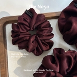 Red Wine - Dây buộc tóc scrunchies lụa satin mềm mại siêu phồng handmade by The Noya ST37