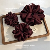 Red Wine - Dây buộc tóc scrunchies lụa satin mềm mại siêu phồng handmade by The Noya ST37
