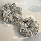 Dây buộc tóc scrunchie handmade by The Noya chất thô xốp hoa nhí T58
