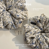 Dây buộc tóc scrunchie handmade by The Noya chất thô xốp hoa nhí T58
