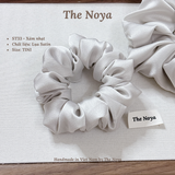 Dây buộc tóc scrunchies lụa satin Xám Nhạt phồng to phong cách dịu dàng by The Noya ST33