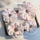 [BST Thỏ & Hoa Nở Trong Nắng] Scrunchie, dây buộc tóc xô muslim handmade siêu phồng hoạ tiết vintage The Noya X81 - Hoa nền kem
