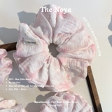 [BST Thỏ & Hoa Nở Trong Nắng] Scrunchie, dây buộc tóc xô muslim handmade siêu phồng hoạ tiết vintage The Noya X81 - Hoa nền kem