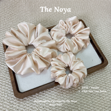Dây buộc tóc scrunchies lụa satin mềm mại siêu phồng màu Vanila by The Noya ST35