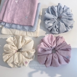 BST Mây Thêu - Scrunchie, dây cột tóc SIÊU TO BỒNG BỀNH chất liệu đũi thêu hoa handmade by The Noya
