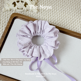 Dây buộc tóc 4 tầng ren nơ phối ruy băng dài Cozy Scrunchies handmade by The Noya