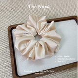 Dây buộc tóc scrunchies lụa satin mềm mại siêu phồng màu Vanila by The Noya ST35