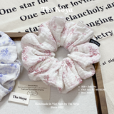 Dây buộc tóc scrunchies Xô Muslin hoạ tiết vintage handmade by The Noya - X57, X58, X59