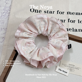 Dây cột tóc scrunchies hoạ tiết Nơ Mây Hồng mix ren hot trend xinh xắn by The Noya