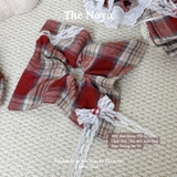 Scrunchie dây cột tóc Red Retro nhiều phong cách, dây buộc tóc siêu to, cột tóc vuông handmade The Noya T51