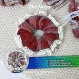Scrunchie dây cột tóc Red Retro nhiều phong cách, dây buộc tóc siêu to, cột tóc vuông handmade The Noya T51