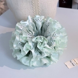 Scrunchie Cẩm Tú Cầu lụa xanh matcha chấm bi handmade by The Noya CTC23
