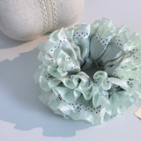 Scrunchie Cẩm Tú Cầu lụa xanh matcha chấm bi handmade by The Noya CTC23