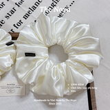 Dây buộc tóc siêu phồng handmade phi lụa MÀU KEM by The Noya LP06