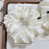 Dây buộc tóc siêu phồng handmade phi lụa MÀU KEM by The Noya LP06