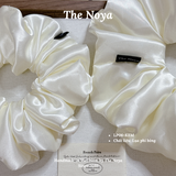 Dây buộc tóc siêu phồng handmade phi lụa MÀU KEM by The Noya LP06