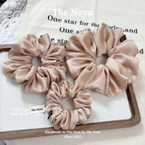 Dây buộc tóc scrunchies lụa satin phồng to phong cách tiểu thư sang chảnh The Noya CACAO ST32