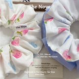 [2 tầng] - Dây buộc tóc handmade hoạ tiết dâu nơ xanh The Noya T21