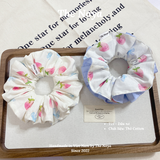 [2 tầng] - Dây buộc tóc handmade hoạ tiết dâu nơ xanh The Noya T21