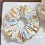 Scrunchies 2 TẦNG - Dây buộc tóc handmade hoạ tiết hoa tuylip mix The Noya T22