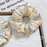 Scrunchies 2 TẦNG - Dây buộc tóc handmade hoạ tiết hoa tuylip mix The Noya T22