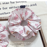 Dây buộc tóc 3 KIỂU handmade hoạ tiết mèo nơ hồng nhiều mặt The Noya T27