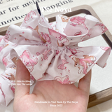 Dây buộc tóc 3 KIỂU handmade hoạ tiết mèo nơ hồng nhiều mặt The Noya T27